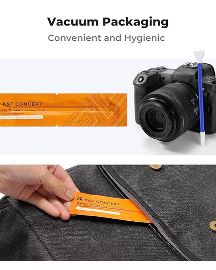 K&F CONCEPT 2-1 16mm APS-C Frame Sensor Cleaning Swab, Viewfinder Cleaning Swab, with 20ml Sensor Cleaner, DSLR Camera CMOS and CCD Sensor Cleaning Swab Kits Compatible with Nikon Sony Canon Camera