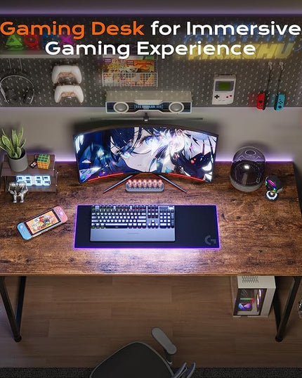 PRAISUN 40 X 24 Inch Computer Desk with Deeper Desktop, Gaming Office Writing Work Desk for Home Office, Study, Bedroom, Work from Home, Metal Frame, Rustic Brown