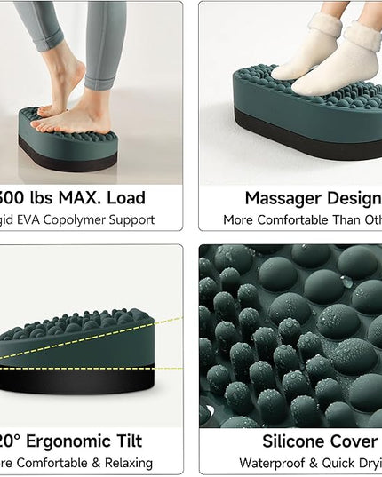 Foot Rest for Under Desk at Work, Home Office Foot Stool, Ottoman Foot Massager for Plantar Fasciitis Relief, Soft Silicone Footrests, Anti-Fatigue (Eucalyptus)