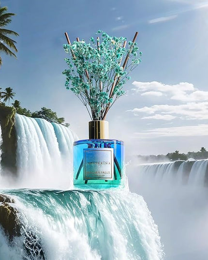 COCORRÍNA Reed Diffuser - Niagara Falls 6.7 Fl.oz Reed Diffuser Set with 8 Sticks & Preserved Baby's Breath, Reed Diffuser for Home Bathroom Shelf Decor