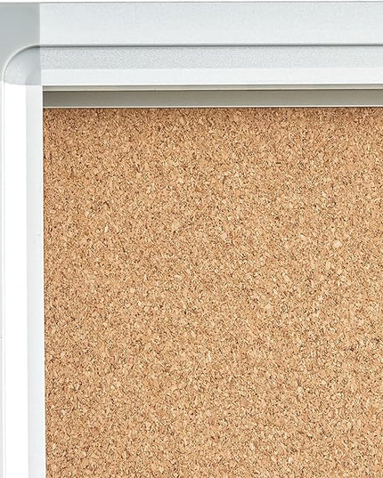 Lockable Display Case 24x36 - Enclosed Cork Bulletin Board with Locking Door, Wall Mounted Aluminum Notice Board for Office, School, Posters, Cards