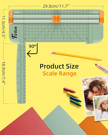 Firbon Morandi A5 Paper Cutter, Straight Small Paper Trimmer with Side Ruler for Scrapbooking Craft, Paper, Coupon, Label, Cardstock