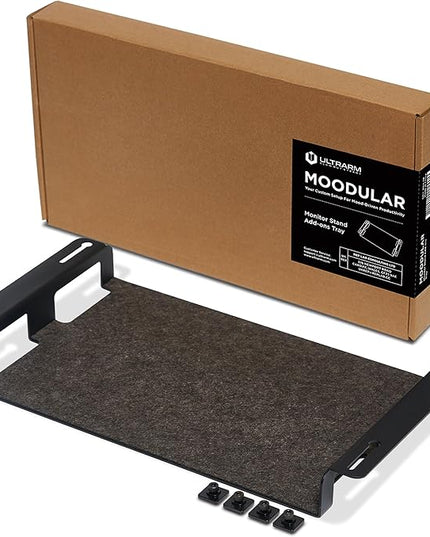 Moodular Add-ons Storage Tray [Accessory Only - Requires Moodular Wooden Monitor Stand Slide Rails for Use] Black MSA-TR