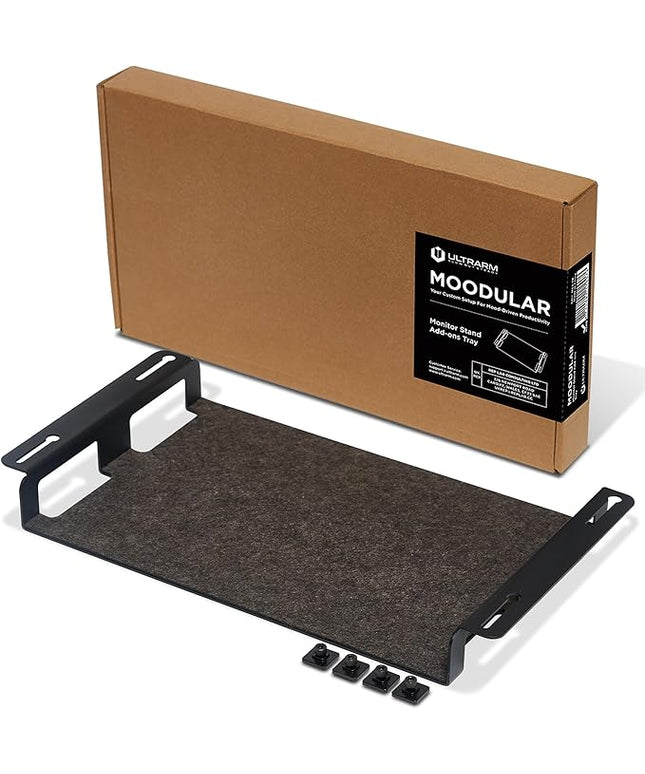 Moodular Add-ons Storage Tray [Accessory Only - Requires Moodular Wooden Monitor Stand Slide Rails for Use] Black MSA-TR