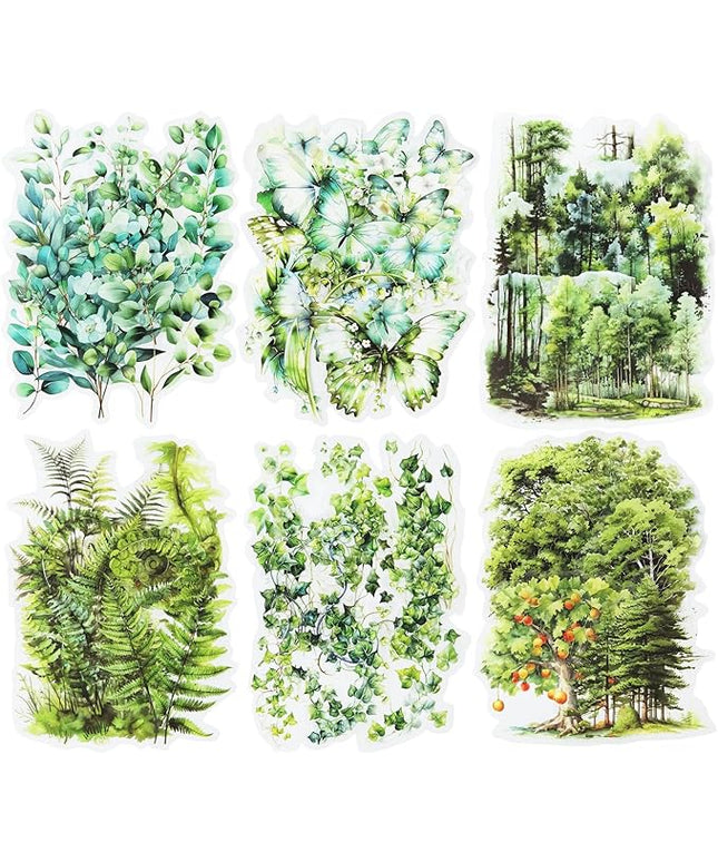 MiyouLuna 120Pcs Forest PET Scrapbook Stickers Botanical Designs for Scrapbooking Waterproof Journaling Supplies Junk Journal Ephemera with Storage Organizer
