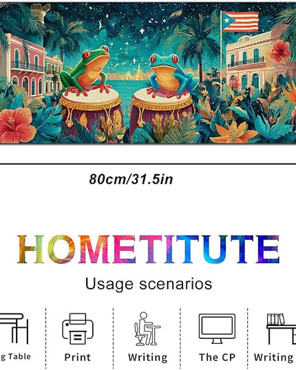 Large Mouse Pad Gaming Mousepad 31.5 x 11.8 Inch Keyboard Desktop Mat Diatomite XL Mouse Pad for Home and Office Desk Accessories with Tropical City Drum Frog Artwork and Smooth Diatomite