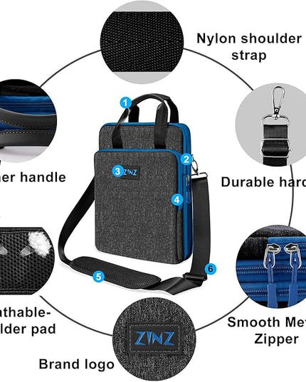 ZINZ 12.3-13 Inch Travel Laptop Shoulder Bag with Expandable Compartment and Valuables Compartment -Black-Blue edge