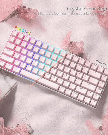Womier Keyboard Keycaps - Jelly Keycaps Pink 60 75 100 Percent, Crystal Shine Through Custom Cute Key caps Set, 118 Keys OEM Profile for 61/68/84/87/98/100 Cherry Gateron MX Mechanical (Backlit Pink)