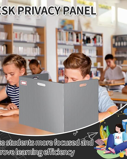 24 Pcs Desk Dividers for Students Plastic Durable and Waterproof Privacy Folders Shields Test Dividers with Classroom Privacy Boards for School Study Teacher Supplies (24pcs Grey)
