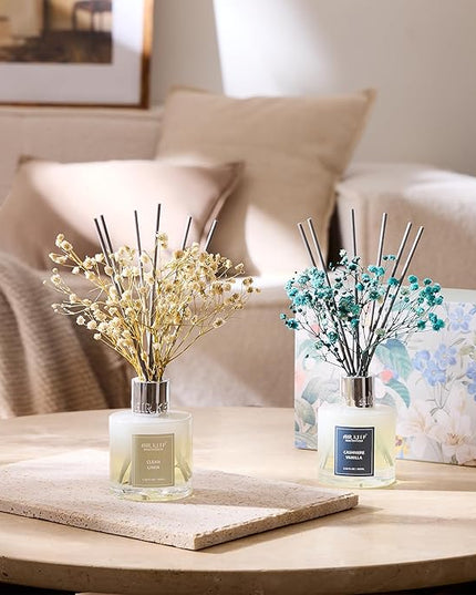 Airkeep Reed Diffuser 3.38 oz (100ml) 2pk,Clean Linen/Cashmere Vanilla Scented Reed Diffuser Set,Reed Diffuser & Oil Diffuser Sticks, Aromatherapy, Home & Kitchen Décor,Fragrance and Gifts