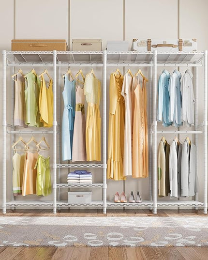 VIPEK V40 Wire Garment Rack Heavy Duty Clothes Racks for Hanging Clothes, Multi-Functional Bedroom Clothing Racks Freestanding Closet Wardrobe Rack, 76" L x 15.7" W x 76.4" H, Max Load 1110lbs, White