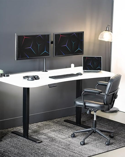 VIVO Electric 63 x 32 in Dual Motor Standing Desk, Memory Height Adjustment, 2B Series, White Top Black Frame, DESK-KIT-2B1W