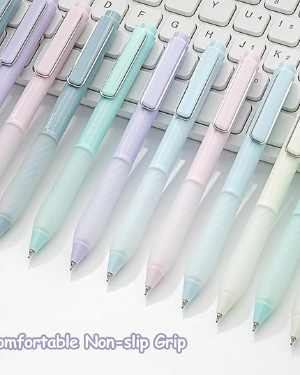 Aisibeiger Gel Pens Black Ink Fine Point 0.5mm Retractable Cute Pen for Smooth Writing School Office Supplies (Silver 12-count)