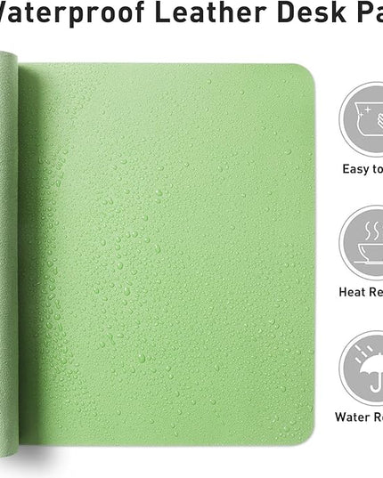 Aothia Leather Desk Pad Protector, Office Desk Mat, Large Mouse Pad, Non-Slip PU Leather Desk Blotter, Laptop Desk Pad, Waterproof Desk Writing Pad for Office and Home (48"x17", Foam Green)