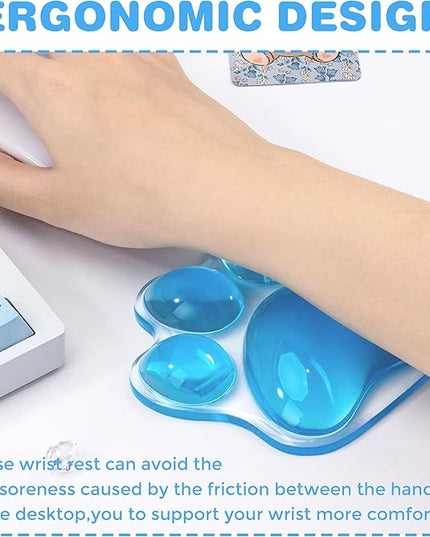 Ergonomic Blue Cat Paw Silicone Wrist Rest Pad for Mouse, Cute Computer Mouse Wrist Support for Arm Pain Relief, Hand Wrists Cushion for Home and Office Working Gaming Anti-Fatigu