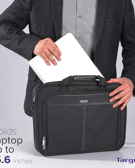 Targus Classic Slim Laptop Bag - Ergonomic Briefcase and Messenger Bag - Spacious Foam Padded for Laptops and Under