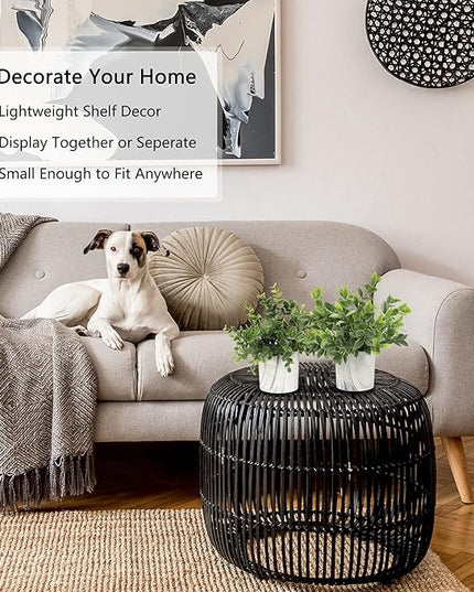 Hollyone Faux Plants Indoor Artificial Mini Potted Plants Plastic Green Plant Small Fake Plants Eucalyptus Decor in Pots for Home Table Room Bathroom Decor