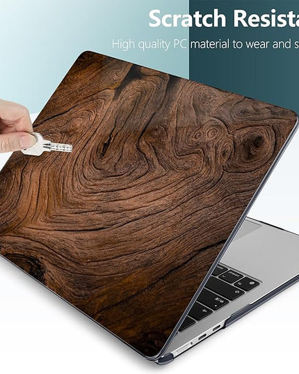 DONGKE for M4 MacBook Air 13.6 Inch Case 2025 2024 2023 2022 Model A3240 A3113 A2681 M3 M2 Chip, Plastic Hard Shell Case Cover with Touch ID for MacBook Air 13 Inch M4 - Wood Grain