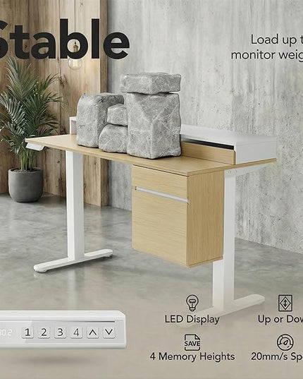 ErGear Electric 47 inch Standing Desk with Drawers and File Cabinet, Adjustable Stand up Desk with Storage, Ergonomic Sit Stand up Table Compatible Monitor Stand, Light Walnut