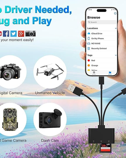 XD Card Reader, SD Card Reader for iPhone, 3 in 1 SD/TF/XD Memory Card Reader Adapter for Lightning/USB C/USB A Device, XD Picture Card Adapter iPhone 17/16/15/14, iPad, MacBook, Android, Camera & PC