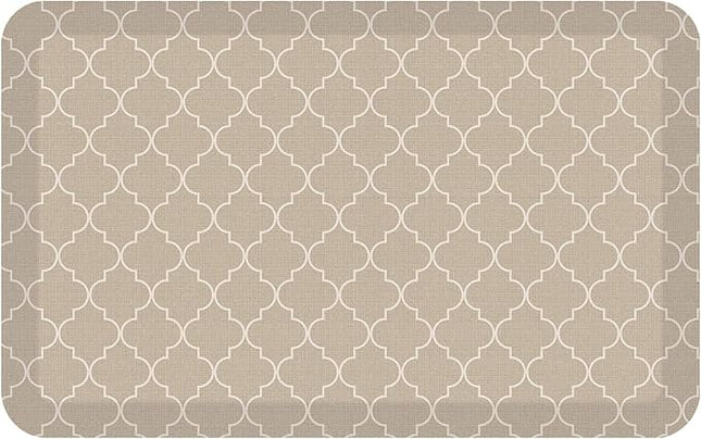 GelPro Anti-Fatigue Designer Comfort Kitchen Floor Mat, 20x32, Trellis Khaki Stain Resistant Surface with 3/4” Thick Ergo-Foam Core for Health and Wellness