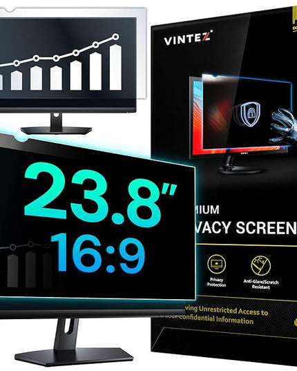 VINTEZ 23.8 Inch 16:9 Privacy Screen for Computer Monitor and Laptop - Anti Glare Protector Film Blue Light Filter Eye Protection - Computer Screen Privacy Shield, [1 Pack]
