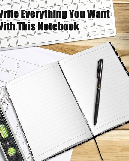 Laumoi 28 Pack PU Leather Lined Notebook Journal Bulk A5 Hardcover Notebook College Ruled 5.5 x 8.2 Inch Journal with Pen Holder for School Business Work Writing(Black,Marble)