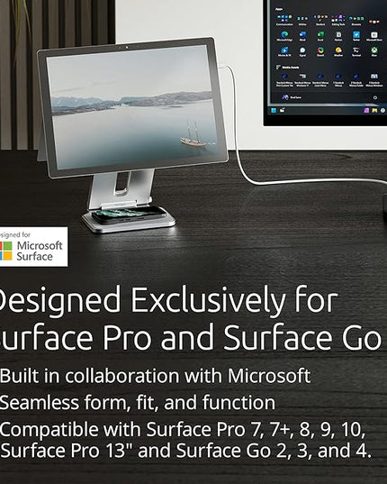 Kensington Elevated Stand Adjustable for Surface Stand for Desk, on-Skid Tablet Holder Designed for Surface Pro, Silver (K58277WW)