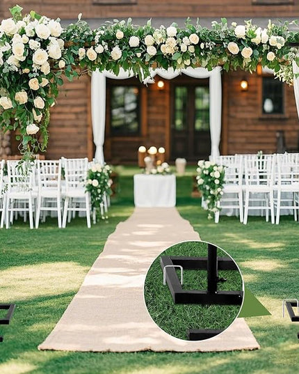 8.2FT Square Wedding Arch,Metal Arch Backdrop Stand Heavy Duty Adjustable,Extra 2 Clamp Change Over The Table Rod Stand,Black Balloon Arch Stand for Valentine Party Decor,Photoshoot Backdrop Stand Kit