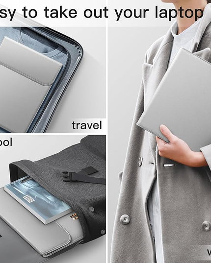 JETech Slim Laptop Sleeve for MacBook Air 13-Inch (M4/M3/M2) 2022-2025, MacBook Pro 13-Inch (M2/M1) 2016-2022, PU Leather Case (Grey)