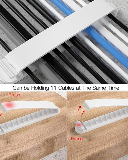 pzoz Cable Clips, 3 Pack Cord Organizer Charger Cable Management for Organizing Home Office Desk Phone Car Cable Wire, Self Adhesive Cord Holders (White)