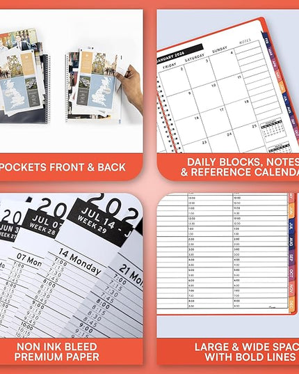 Ensight 2026 Appointment Book and Planner 6.5" x 8.5" Large Hourly Weekly Daily Schedule Book with Tabs, 30 Minute Time Slots, Peach Calendar Organizer Jan 2026–Dec 2026 Appointment Planner - Peach