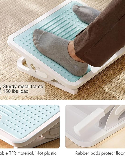 EUREKA ERGONOMIC Tilt Adjustable Footrest, Foot Rest for Under Desk at Work with Massage Surface, Office Foot Rest Under Desk with 20 Degree Tilt No Locking, Metal Frame