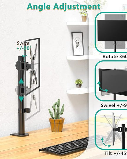 WALI Single Monitor Mount for 1 Computer Screen up to 42 inch, Fully Adjustable Monitor Arm Holds up to 22 lbs, Mounting Holes up to 200x200mm (M001SXL), Black
