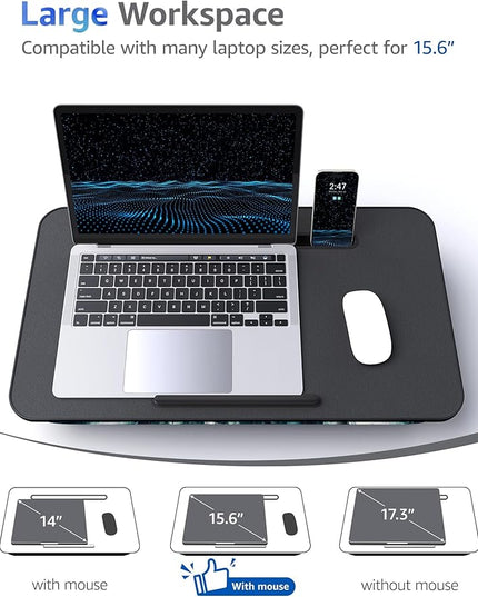 Lap Desk – L.DOCTOR Cushioned Lap Desks, Portable Laptop Desk for Bed, Couch & Floor, Washable Cushion, Built-in Phone & Tablet Slot, Fits 17.3" Laptop – Working, Writing, Gaming – Large, Blue Waves