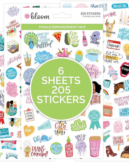 bloom daily planners Female Empowerment Planner Stickers - Variety Pack for Planning, Decorating, & Scrapbooking - 6 Sheets / 205 Girl Power Themed Stickers
