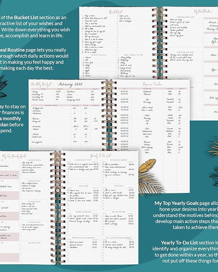 PLANBERRY Hourly Schedule Planner Premium – Undated Weekly Organizer with Time Slots & Monthly Budget – Time Management, Goal Setting, to-Do List & Habit Tracker –6.9″x8.5″(Tropical Forest)