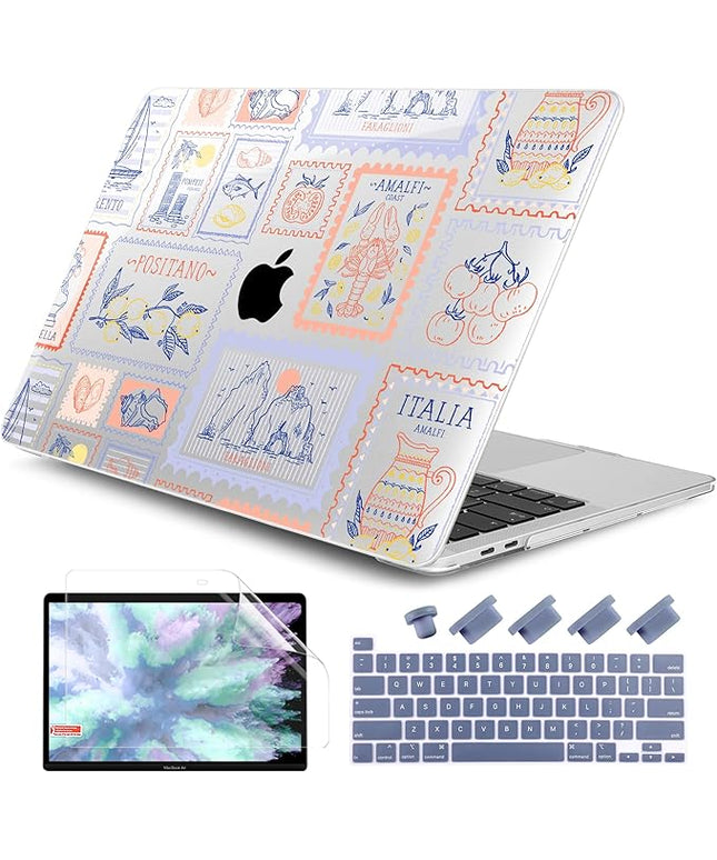 DONGKE Compatible with MacBook Pro 13 inch Case 2024 2023-2020 Release A2338 M2/M1 A2251 A2289 with Retina Display & Touch ID, Plastic Hard Shell & Keyboard Cover & Screen Film - Italy Stamp