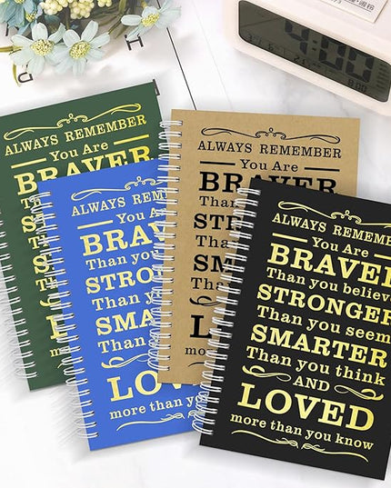 4Pcs Spiral Dotted Notebook,Inspirational Gifts A5 Dot Grid Spiral Notebook for Work & Sketching,Perfect for Office School Home Supplies,160 Pages (4, Dot Grid mix Dark)
