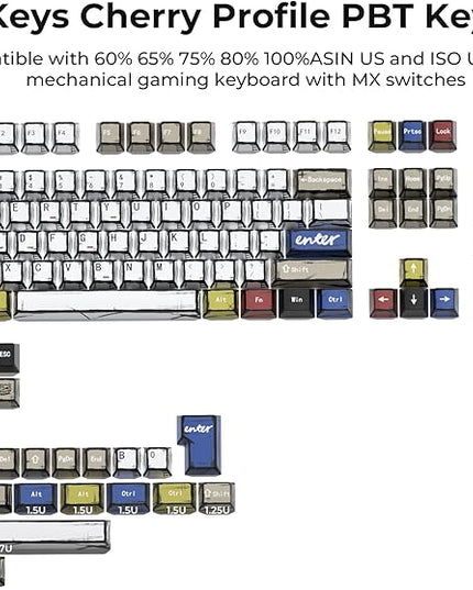 XVX Retro PBT Keycaps, Cherry Profile Keycap Set, Dye Sublimation Graffiti Keyboard Keycaps Suitable for 60% 65% 75% 80% 100% MX Switches Mechanical Keyboard