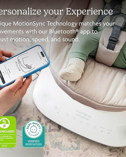 UPPAbaby Mamaroo Smart Swing – Customizable Soothing Modes with MotionSync Technology – Infant Recline + Bluetooth Enabled – Included Newborn Insert – Jake (Charcoal Mélange)