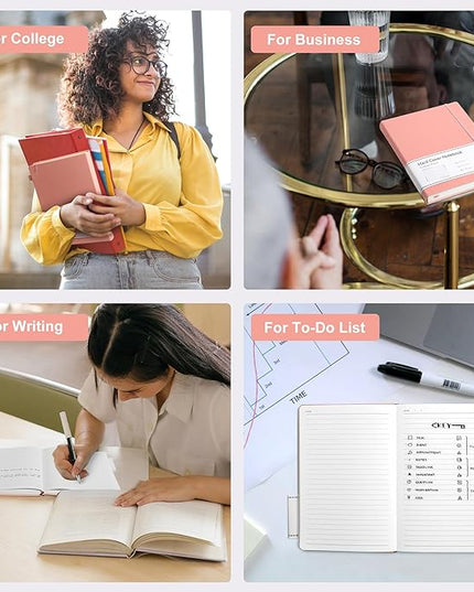 CAGIE Pink Journal Notebook for Women, 320 Pages College Ruled Notebook, 100 Gsm Paper Thick Lined Journal, A5 Hardcover Leather Journals for Writing, 5.7x8.3 In