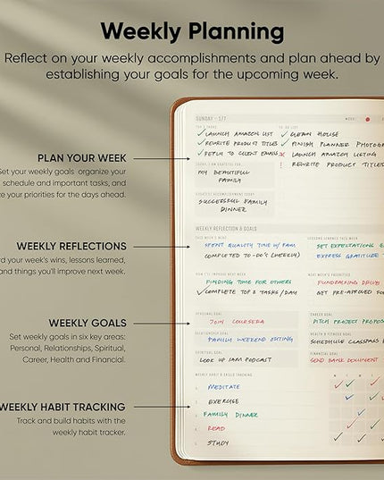 Dated, 2026 Planner, 5.8” x 8.3” - The #1 Productivity Planner to Achieve Your 2026 Goals - Planner 2026-2027 by PRODUCTIVITY STORE (A5, BROWN)