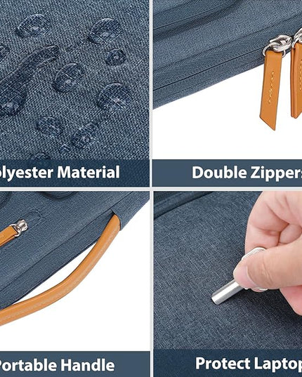 MOSISO 360 Protective Laptop Case 13 inch, 13 inch Laptop Sleeve Compatible with MacBook Air M4 M3 M2 M1 2025-2018/Pro M2 M1 2025-2016, Side Open Carrying Case with 4 Zipper Pockets&Handle, Haze Blue