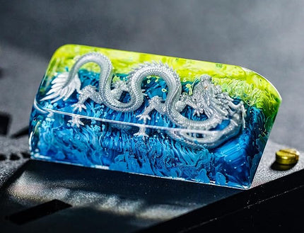 Fantasy Dragon Artisan Keycap R1 SA Profile Custom Fantasy Dragon Keycaps 2U Backspace Handmade Gaming Resin Key Cap Cherry MX Switch Compatible Mechanical Keyboard Dragon Lover Gift