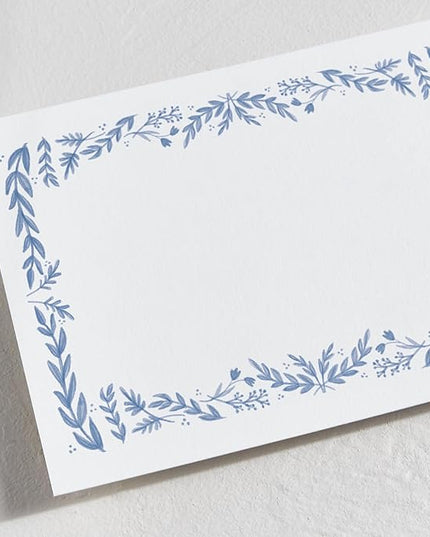 Minted Framed In Floral Stationery Cards, 10 Count, Blank Cards and Envelopes For Thank You Notes, Invitations & Handwritten Messages, Note Cards & Stationery Set, Gifts for Women, Blue Color Theme