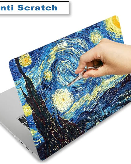 Laptop Skin Sticker Decal,12" 13" 13.3" 14" 15" 15.4" 15.6 inch Laptop Vinyl Skin Sticker Cover Art Protector Notebook PC (2 Wrist Pad Skins Included), Waterproof Removable, Van Gogh Starry Night