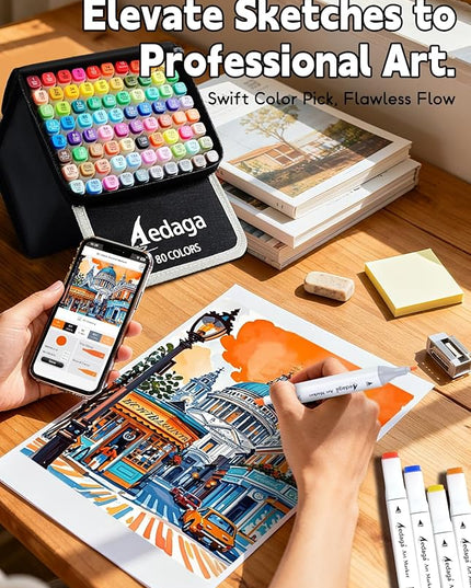 YHC 168 Colors Alcohol Markers for Artists, Free APP for Coloring, Dual Tips Alcohol-Based Markers for Drawing,Painting and Sketching, Great Gift Idea for Adults