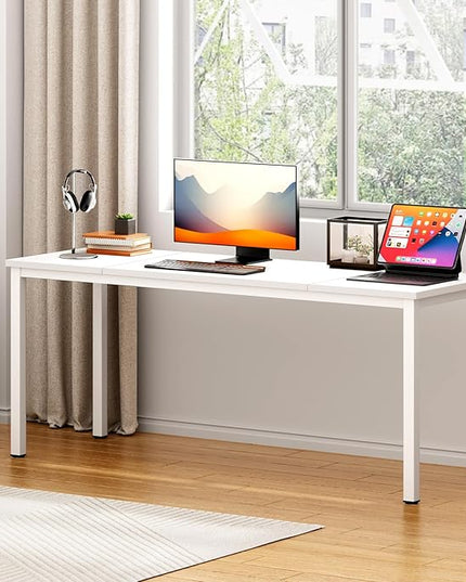 DlandHome 71 inches X-Large Computer Desk, Composite Wood Board, Decent and Steady Home Office Desk/Workstation/Table,White,23.6Wide