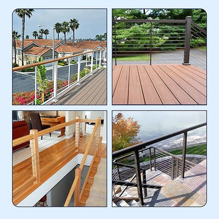 50 Pack 30 Degree Angle Protective Sleeves, Black Cable Railing Corner Protector Sleeve Beveled for 1/8" Wire Rope, T316 Marine Grade Cable Railing Kit with Two Drill Bit for Wood Posts HF039B